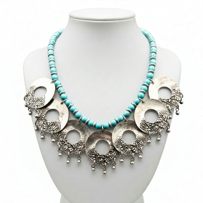 collar gargantilla de zamak y turquesa mujer exclusivo joyeria osmor zamak