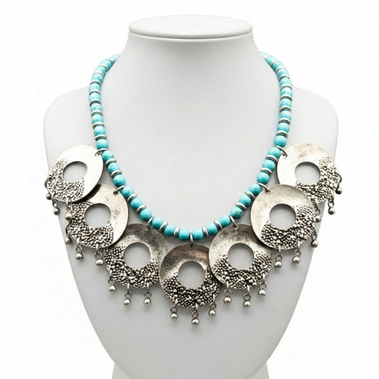 collar gargantilla de zamak y turquesa mujer exclusivo joyeria osmor zamak