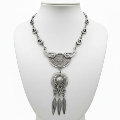 collar unisex de zamak con plumas diseño exclusivo joyeria osnor zamak