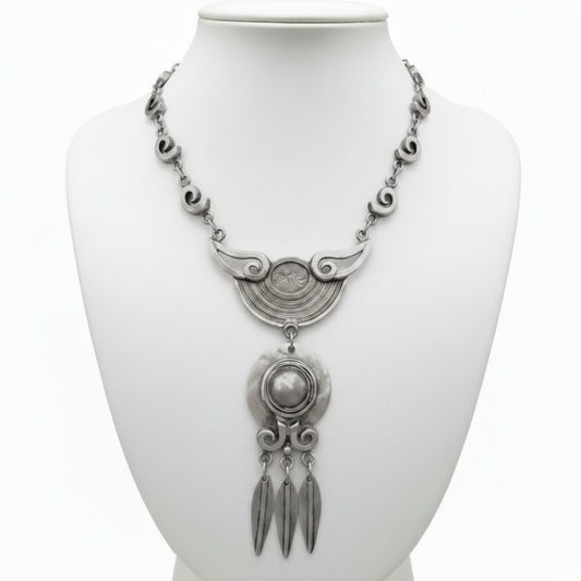 collar unisex de zamak con plumas diseño exclusivo joyeria osnor zamak