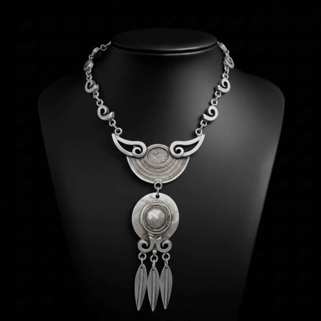 collar unisex de zamak con plumas diseño exclusivo joyeria osnor zamak
