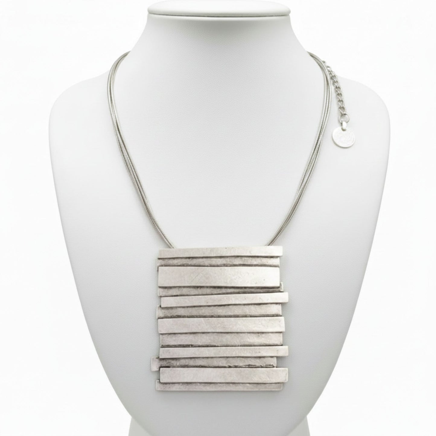 Collar Zamak Colgante Barras Apiladas Cadena Serpiente Unisex Joyeria Osnor