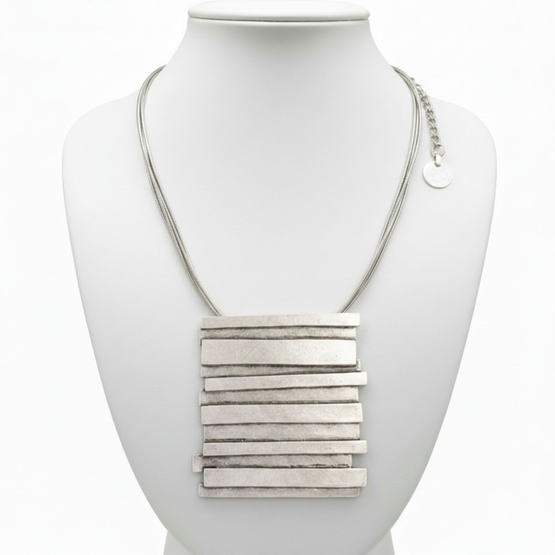 Collar Zamak Colgante Barras Apiladas Cadena Serpiente Unisex Joyeria Osnor