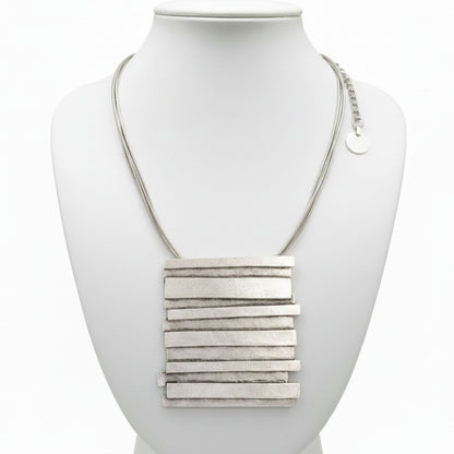 Collar Zamak Colgante Barras Apiladas Cadena Serpiente Unisex Joyeria Osnor