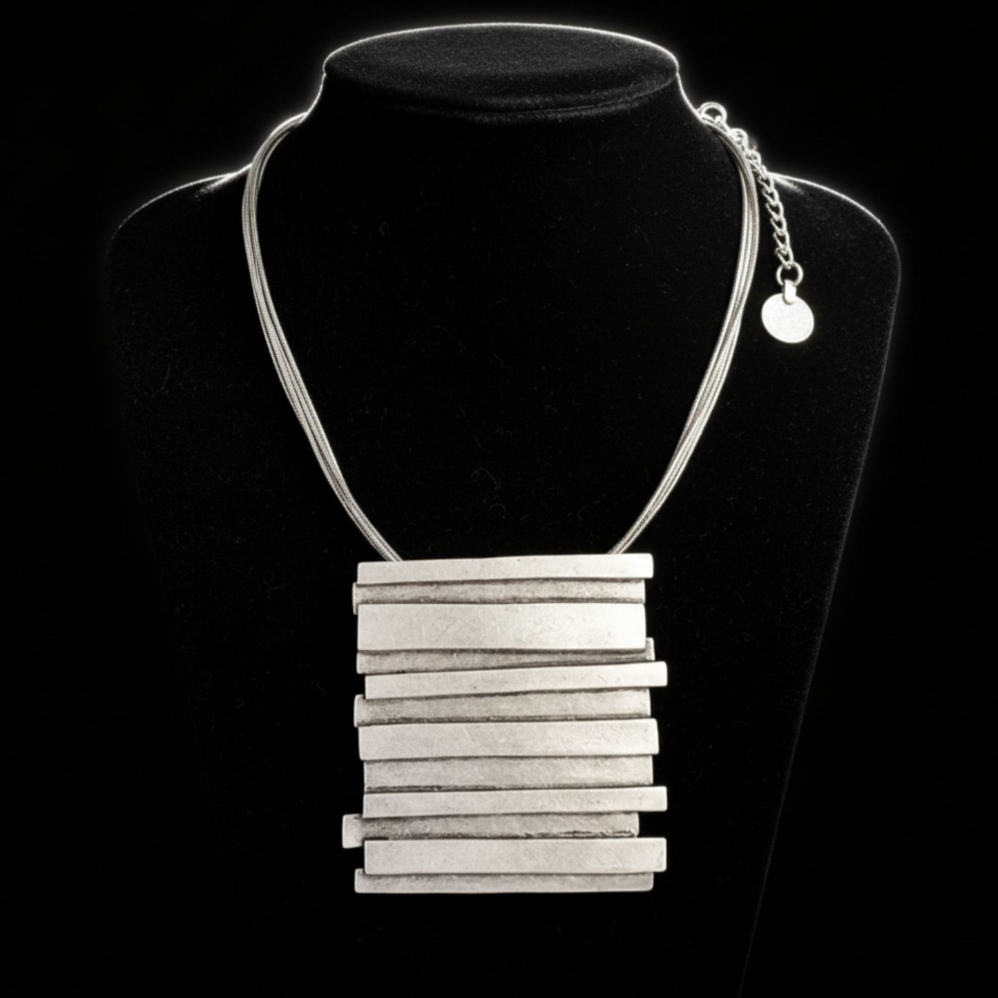 Collar Zamak Colgante Barras Apiladas Cadena Serpiente Unisex Joyeria Osnor