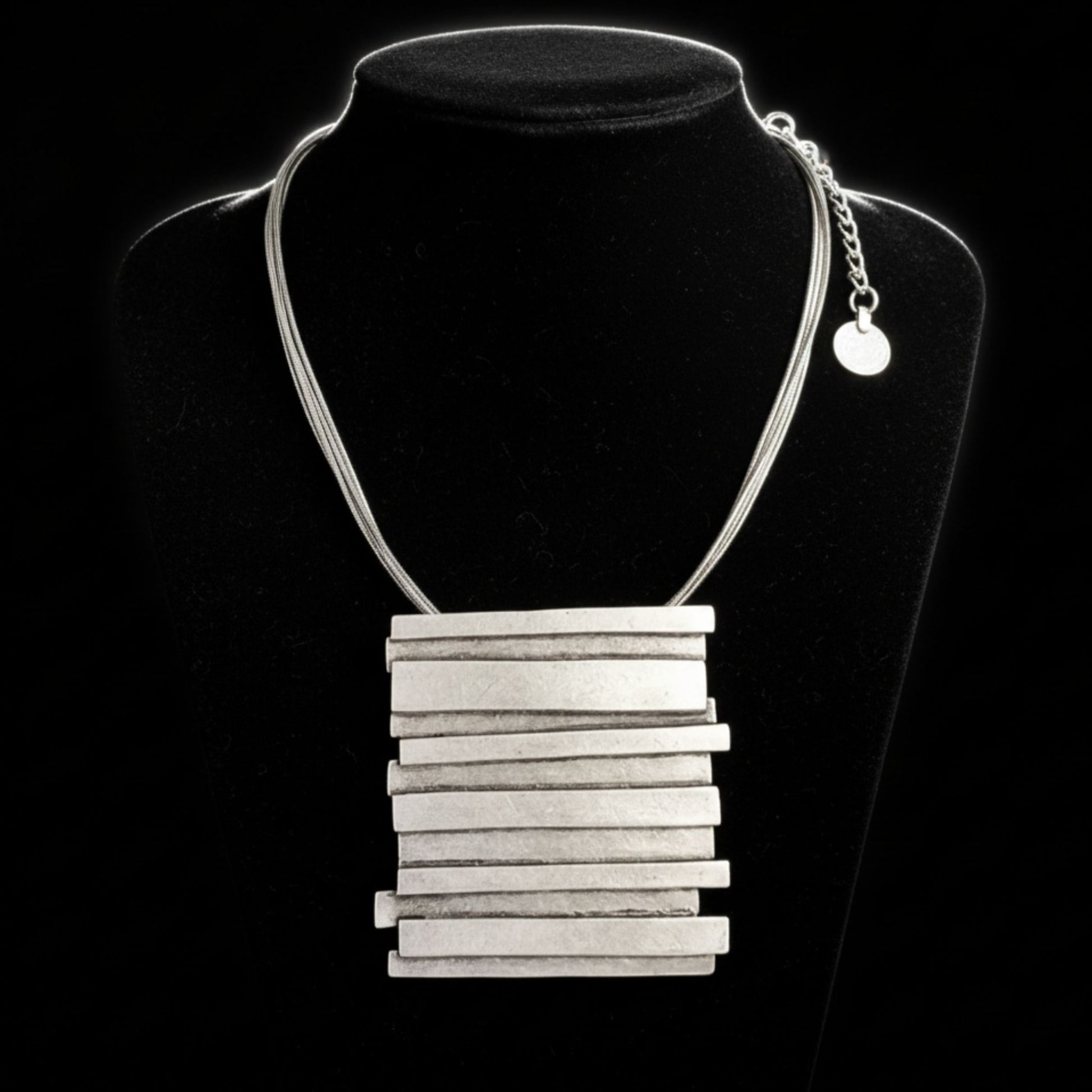 Collar Zamak Colgante Barras Apiladas Cadena Serpiente Unisex Joyeria Osnor