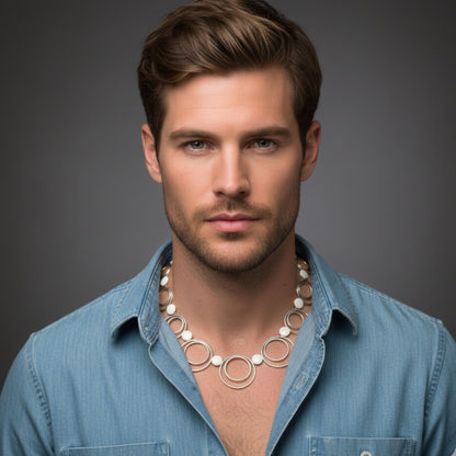 Collar Gargantilla Círculos Plateada | Joyería Osnor