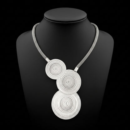 Collar Zamak Unisex Medallones Tribales Concéntricos, Joyeria Osnor Zamak