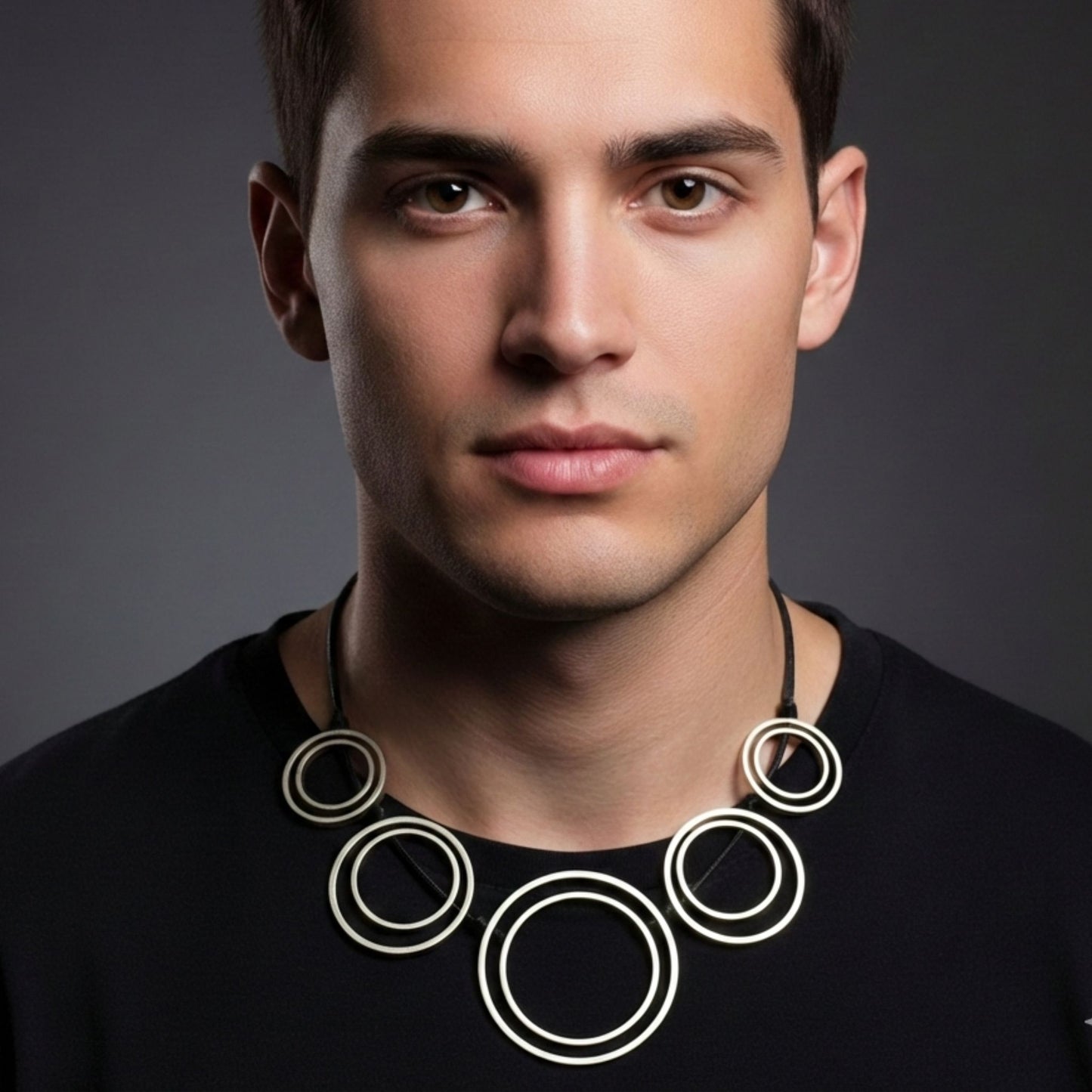 Collar Aros de Volumen Zamak Plateado | Unisex – Joyería Osnor