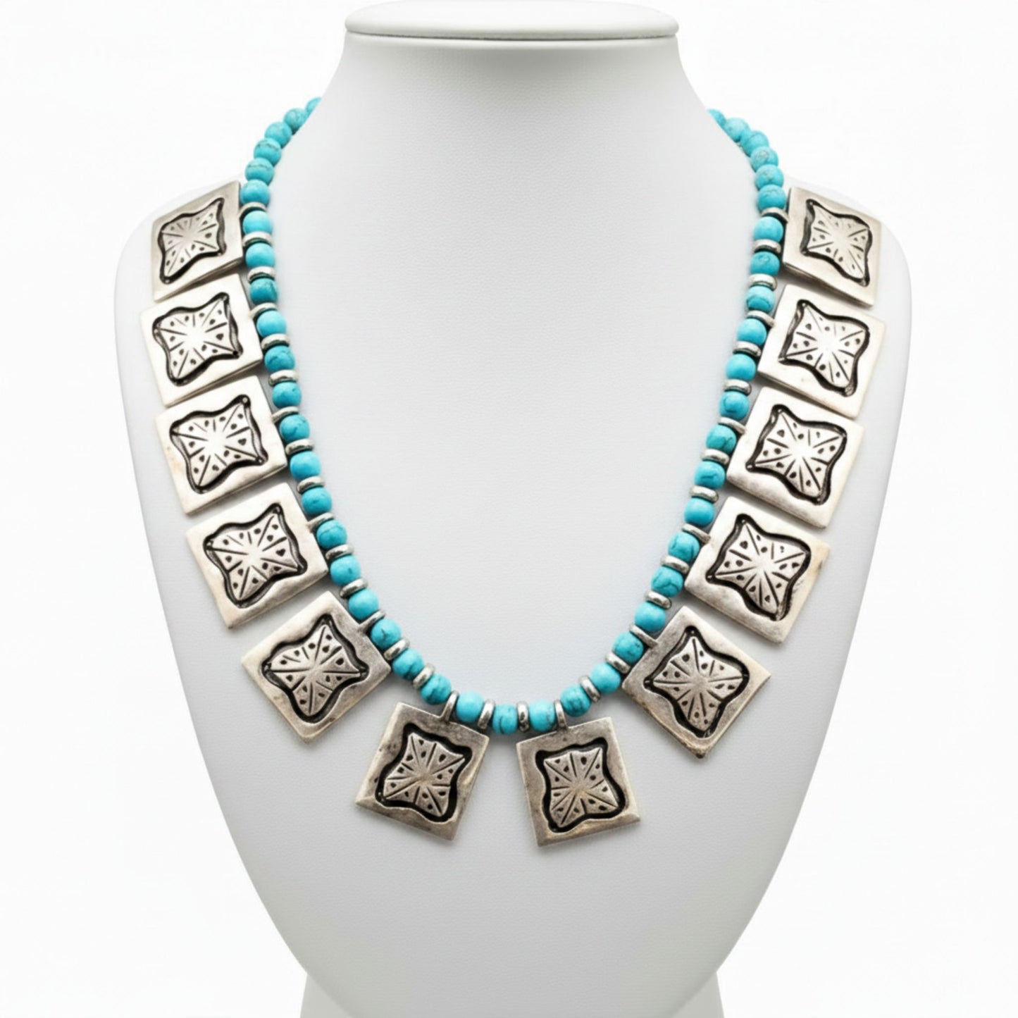 collar zamak y tuquesa mujer joyeria osnor zamak fashion