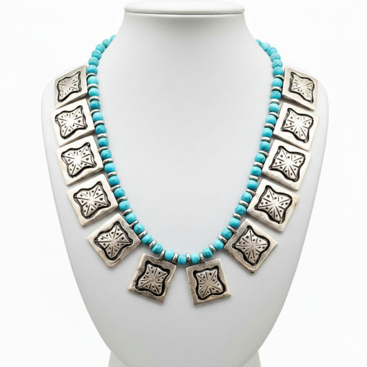 collar zamak y tuquesa mujer joyeria osnor zamak fashion