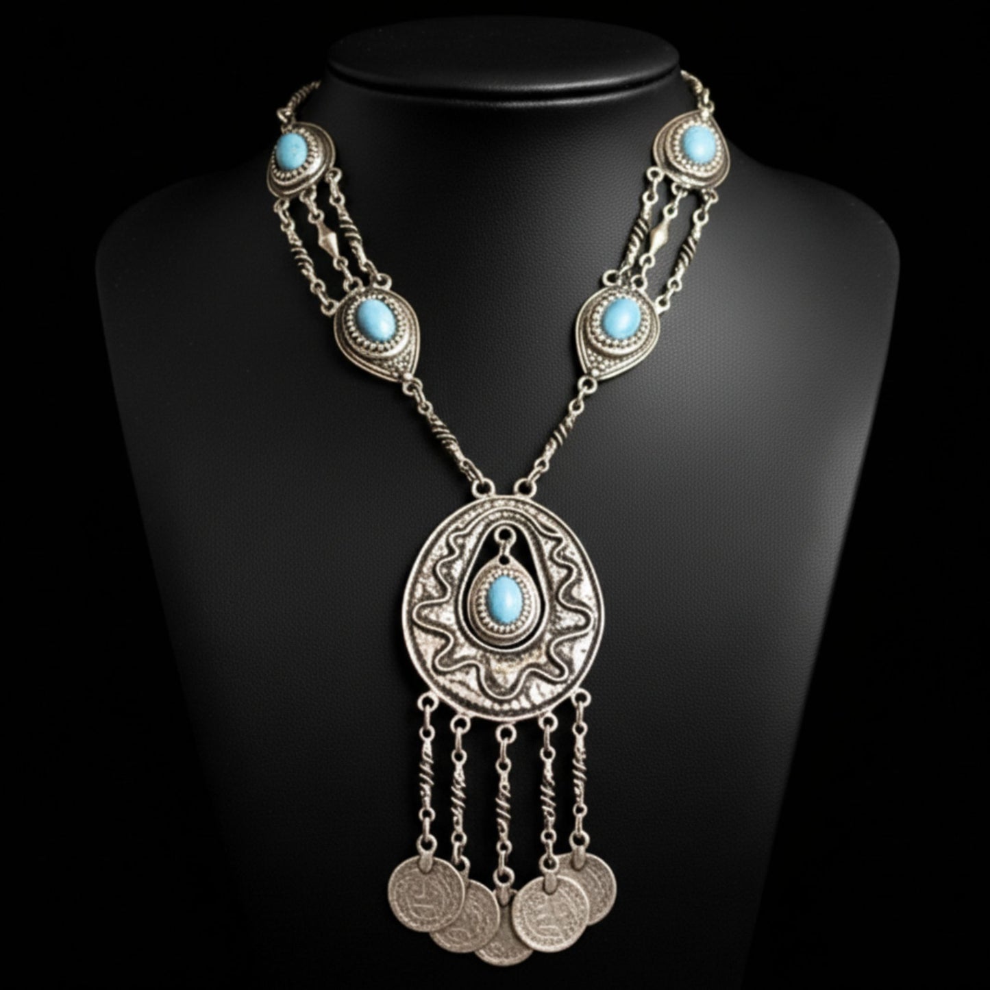 collar de mujer  zamak exclusivo elegante turquesa joyeria osnor zamak