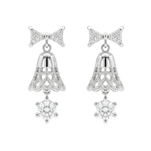 Pendientes Largos Campana y Lazo – Acero Inoxidable Plateado