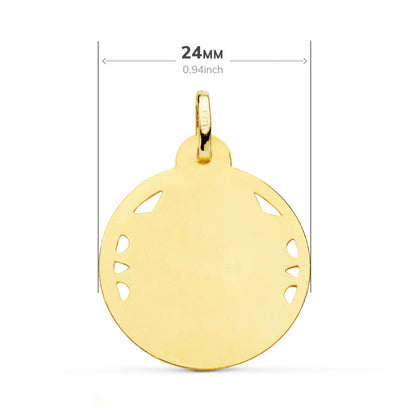 18K MEDALLA ORO AMARILLO VIRGEN DEL CARMEN CALADA HELICE 24 MM