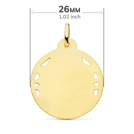 18K MEDALLA ORO AMARILLO CRISTO SAGRADO CORAZON DE JESUS HELICE CALADA 26 MM
