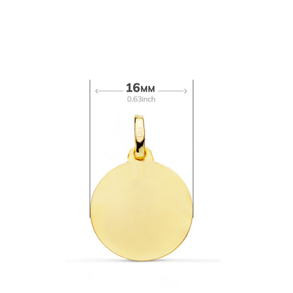 9K MEDALLA ORO AMARILLO VIRGEN NIÑA TALLADA 16 MM