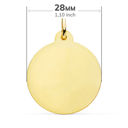 18K MEDALLA ORO AMARILLO VIRGEN DEL CARMEN TALLADA 28 MM