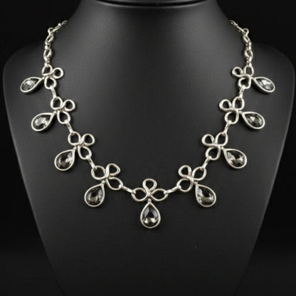 Collar Gargantilla Circonitas Gris Ahumado | Zamak Plateado | Joyería Osnor