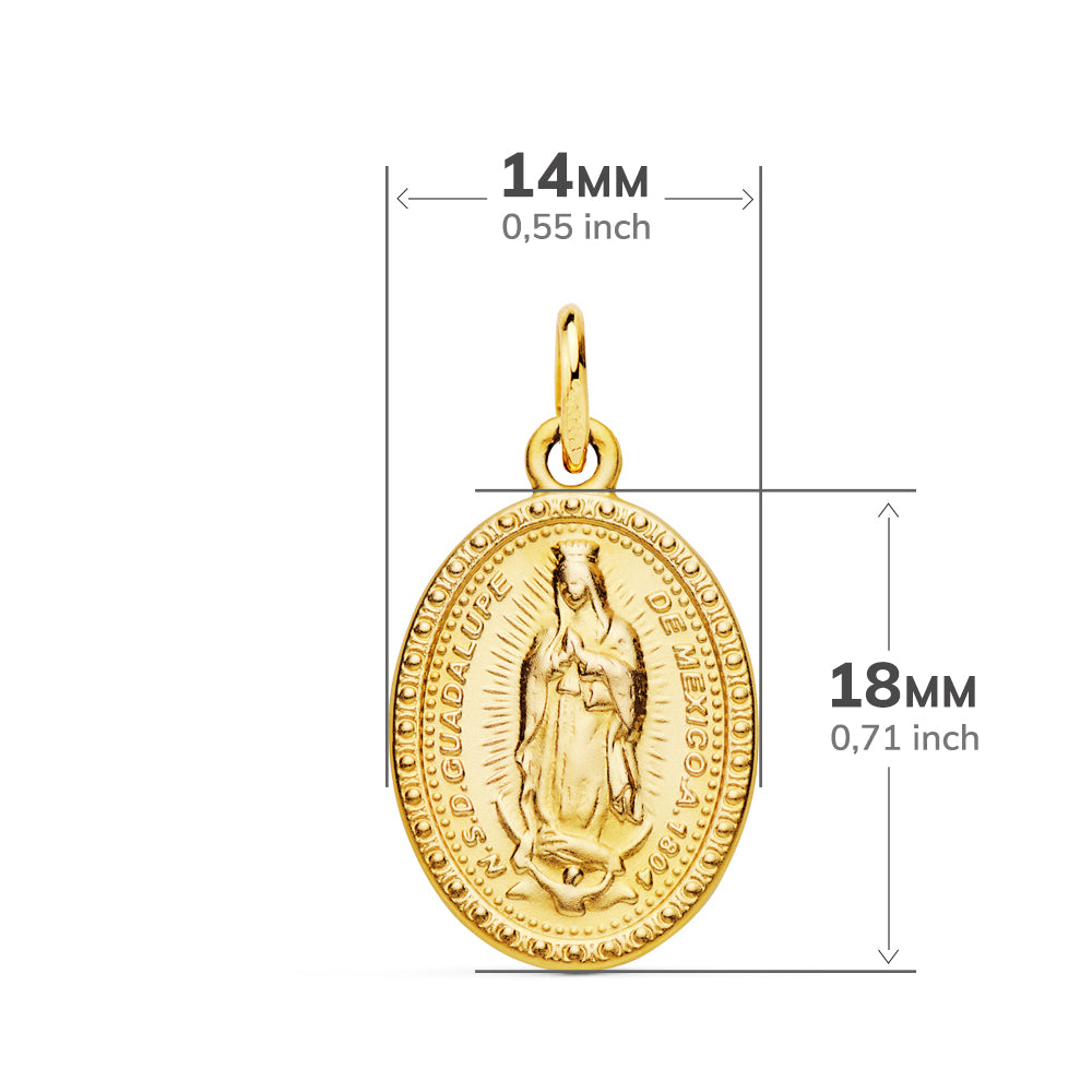18K MEDALLA ESCAPULARIO ORO AMARILLO VIRGEN DE GUADALUPE OVAL 18X14 MM