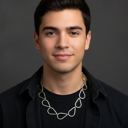 Collar Gargantilla Gotas Zamak Plateado Unisex | Joyería Osnor
