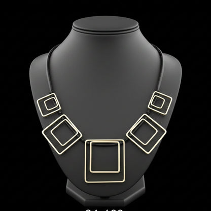 Collar Geométrico Zamak Plateado Unisex – Joyería Osnor