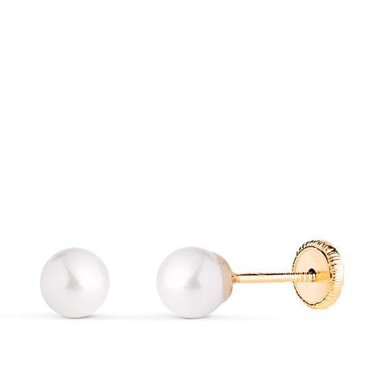 18K PENDIENTES ORO AMARILLO PERLA CON CASQUILLA. MEDIDA: 5 MM. CIERRE TUERCA
