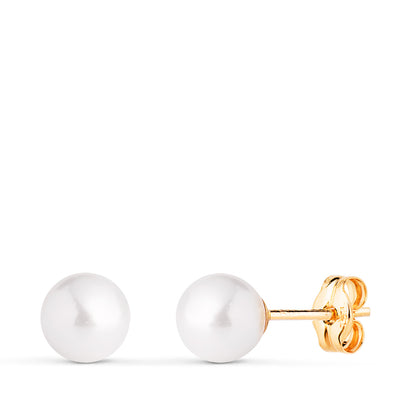 18K PENDIENTES ORO AMARILLO PERLA CON CASQUILLA. MEDIDA: 6 MM. CIERRE PRESION