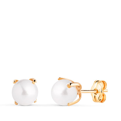 18K PENDIENTES ORO AMARILLO PERLA CON 4 GARRAS. MEDIDA: 6 MM. CIERRE PRESION