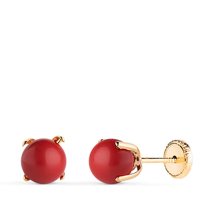 18K PENDIENTES ORO AMARILLO CORAL CON 4 GARRAS. MEDIDA: 6 MM. CIERRE TUERCA