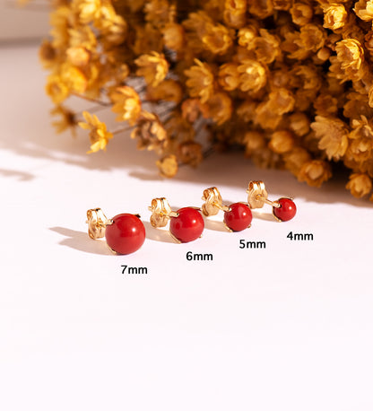 18K PENDIENTES ORO AMARILLO CORAL CON 4 GARRAS. MEDIDA: 7 MM. CIERRE PRESION