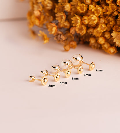 18K PENDIENTES ORO AMARILLO PERLA CON 4 GARRAS. MEDIDA: 3 MM. CIERRE TUERCA