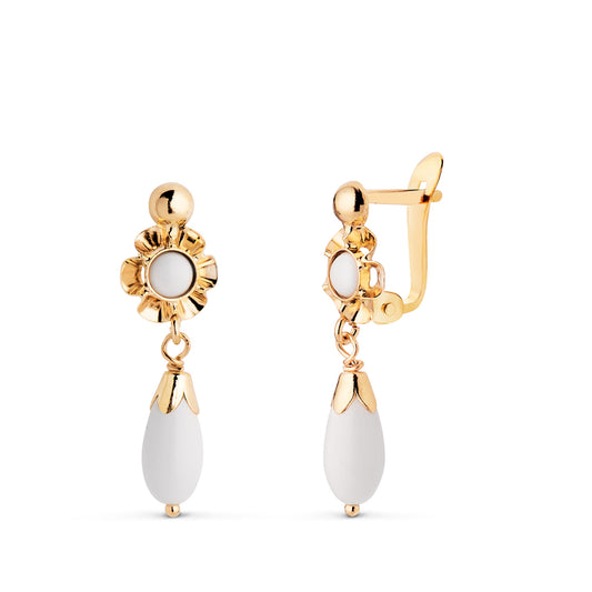 18K PENDIENTES ORO AMARILLO CUBANAS LAGRIMA PERLA. MEDIDA: 22X7 MM. CIERRE CATALAN