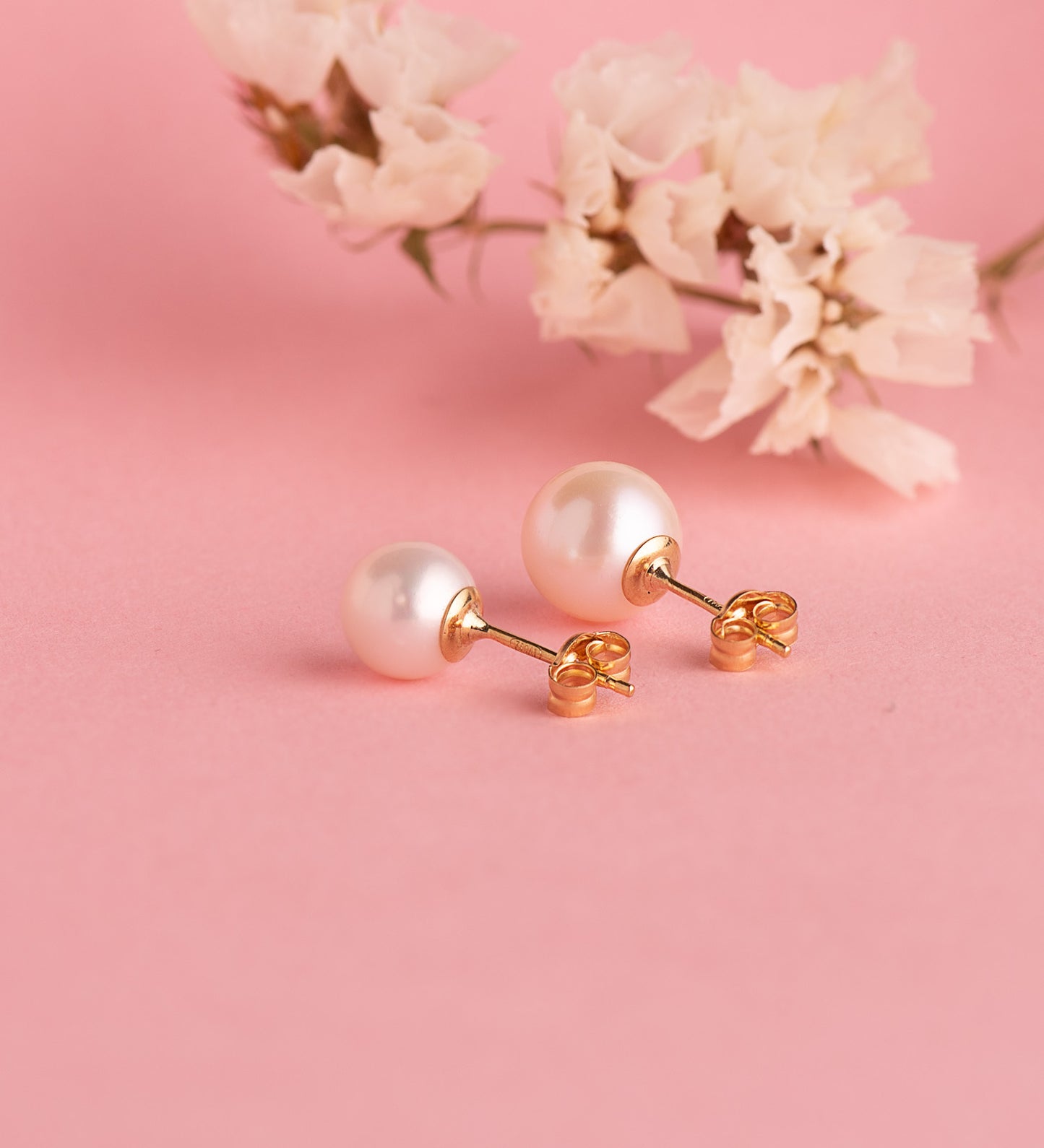 18K PENDIENTES ORO AMARILLO PERLA CULTIVADA 7 - 7,5 MM CON CASQUILLA CIERRE PRESION