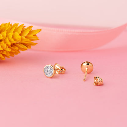18K PENDIENTES ORO BICOLOR REDONDOS CON CIRCONITAS: MEDIDA: 5X5MM. CIERRE PRESION