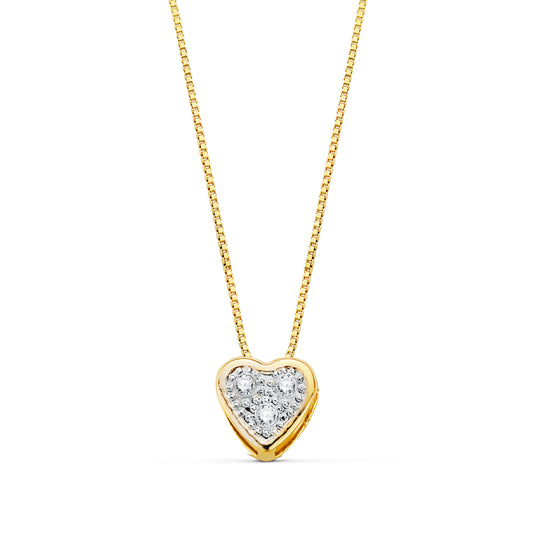 18K COLLAR ORO BICOLOR CORAZON CON CIRCONITAS 5MM CADENA 42 CM C. AMOR
