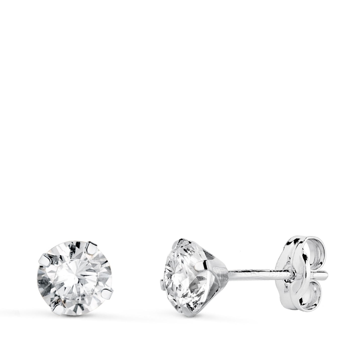 18K PENDIENTES ORO BLANCO 4 GARRAS CON CIRCONITA. ANCHO: 5 MM CIERRE PRESION