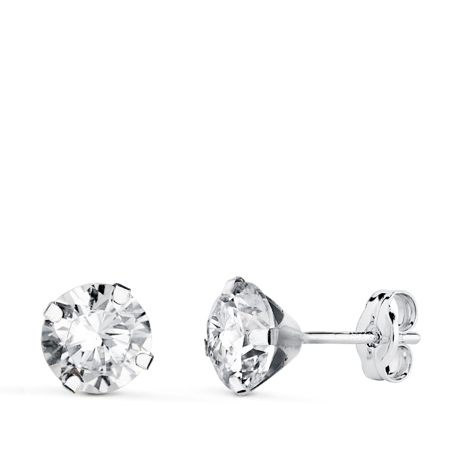 18K PENDIENTES ORO BLANCO 4 GARRAS CON CIRCONITA. ANCHO: 6 MM CIERRE PRESION