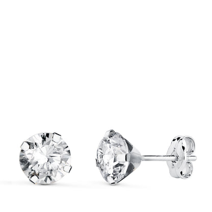 18K PENDIENTES ORO BLANCO 4 GARRAS CON CIRCONITA. ANCHO: 6 MM CIERRE PRESION
