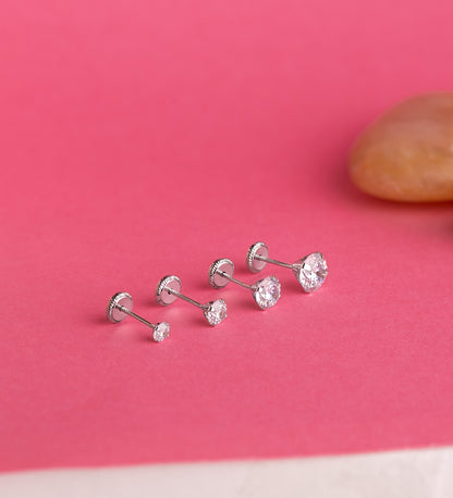 18K PENDIENTES ORO BLANCO 4 GARRAS CON CIRCONITA. ANCHO: 3 MM CIERRE TUERCA