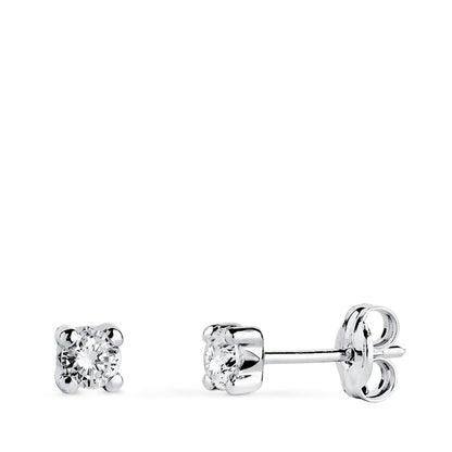 18K PENDIENTES ORO BLANCO CIRCONITA 3MM CON 4 GARRAS. ANCHO: 3,5 MM. CIERRE PRESION