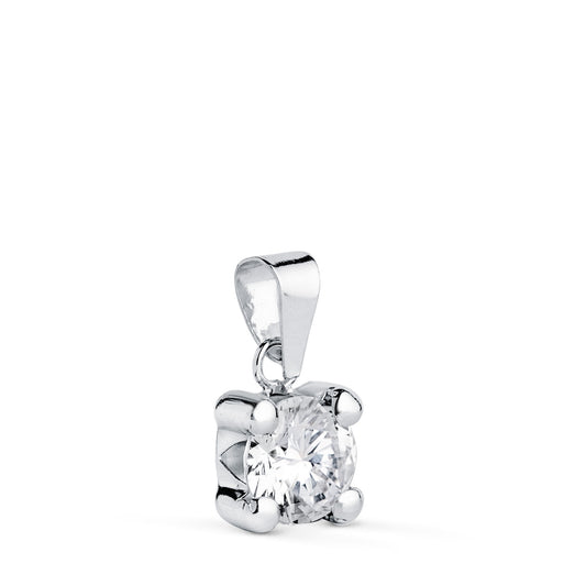 18K COLGANTE ORO BLANCO CON CIRCONITA 6MM CON 4 GARRAS. ANCHO: 6,5 MM.