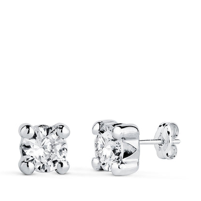 18K PENDIENTES ORO BLANCO CIRCONITA 6MM CON 4 GARRAS. ANCHO: 6,5 MM. CIERRE PRESION