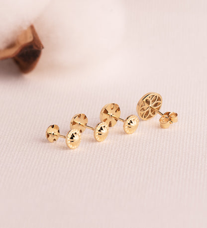 18K PENDIENTES ORO AMARILLO REDONDOS BRILLO CON CIRCONITA 5,5 MM.CIERRE TUERCA