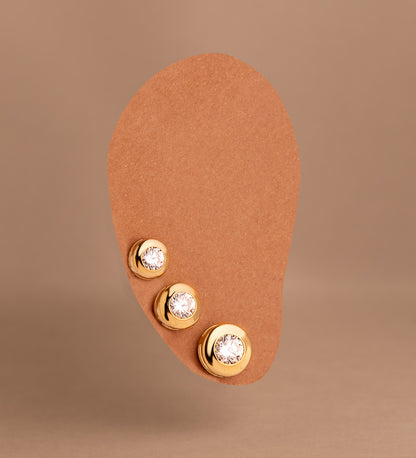 18K PENDIENTES ORO AMARILLO CHATON GALERIA CON CIRCONITA. MEDIDA: 6,5 MM. CIERRE PRESION