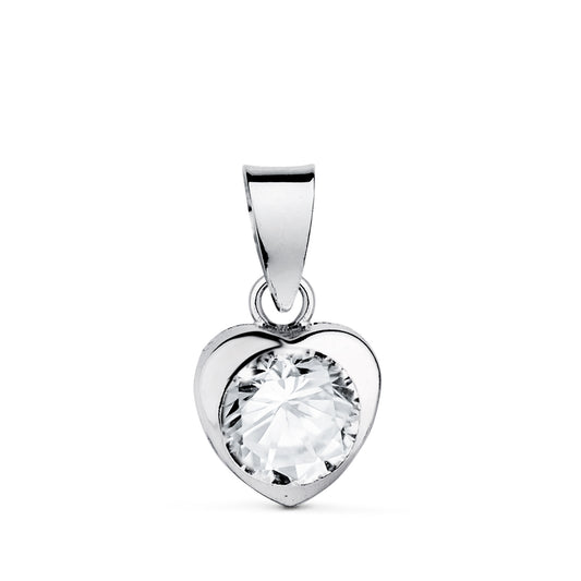 18K COLGANTE ORO BLANCO CHATON CORAZON CON CIRCONITA. MEDIDA: 7,5 X 7,5 MM