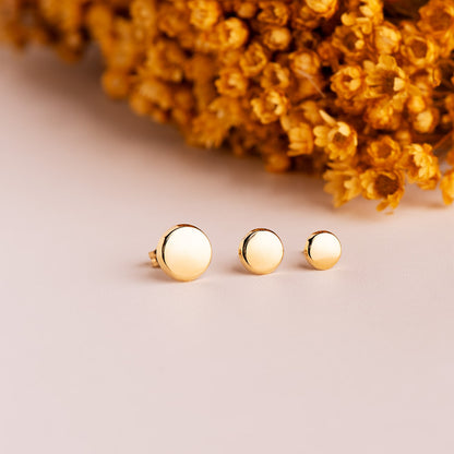 18K PENDIENTES ORO AMARILLO REDONDOS BRILLO 4,5 MM. CIERRE TUERCA