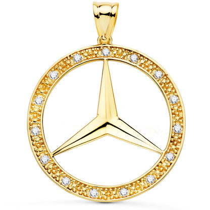 18K MEDALLA ORO AMARILLO ESTRELLA CON CERCO Y CIRCONITA 35 MM