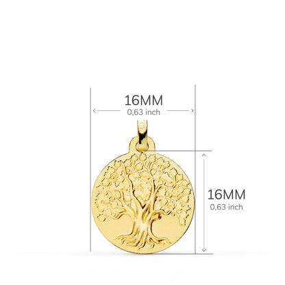 9K MEDALLA ORO AMARILLO ARBOL DE LA VIDA 16 MM 1.80GRS