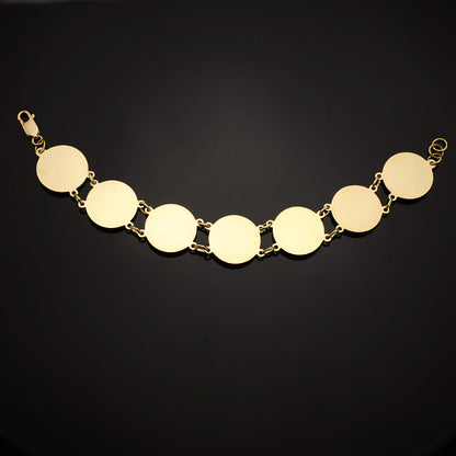 18K PULSERA ORO BICOLOR CON MEDUSAS REDONDAS EN BRILLO 20 MM LARGO 21.5 CM