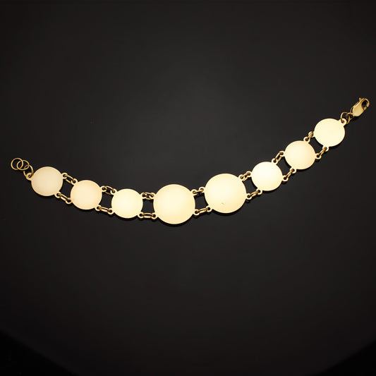 18K PULSERA ORO AMARILLO CON MEDUSAS DE 20 Y 15 MM LARGO 20.5 CM